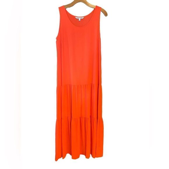 Elizabeth and James Sz S Orange Maxi Ruffle Sleeveless Boho Lightweight Dress - Picture 1 of 10